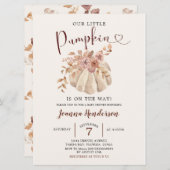 Invitation Boho Automne Floral Blanc Citrouille Est Sur Le Ch (Devant / Derrière)