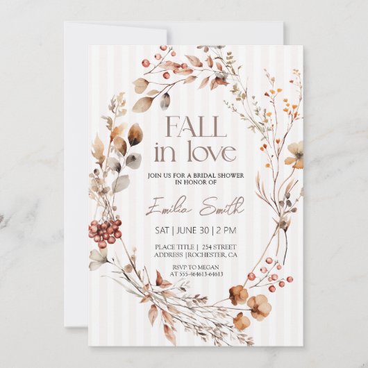Invitation Boho Automne Floral Bride (Devant)