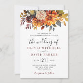Invitation Boho Automne Floral Fleurs Rustiques Mariage de fe (Devant)