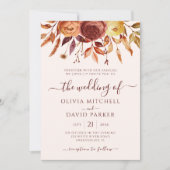 Invitation Boho Automne Floral Fleurs Rustiques Mariage de fe (Devant)