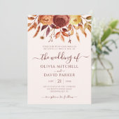 Invitation Boho Automne Floral Fleurs Rustiques Mariage de fe (Debout devant)