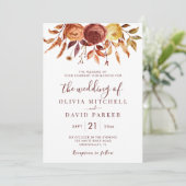 Invitation Boho Automne Floral Fleurs Rustiques Mariage de fe (Debout devant)