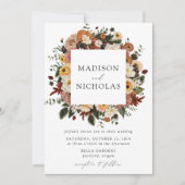 Invitation Boho Automne Floral Frame Mariage (Devant)
