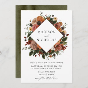 Invitation Boho Automne Floral Frame Mariage