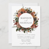 Invitation Boho Automne Floral Frame Mariage (Devant)
