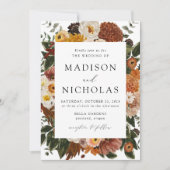 Invitation Boho Automne Floral Frame Mariage (Devant)