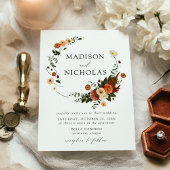 Invitation Boho Automne Floral Mariage