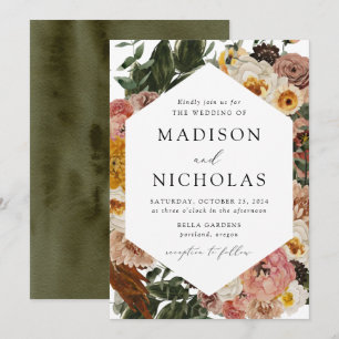 Invitation Boho Automne Floral Mariage de cadre géométrique