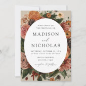 Invitation Boho Automne Floral Oval Frame Mariage (Devant)