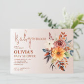 Invitation Boho Automne Floral Terracotta Baby shower (Debout devant)