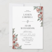 Invitation Boho Automne Floral Terracotta Mariage (Devant)