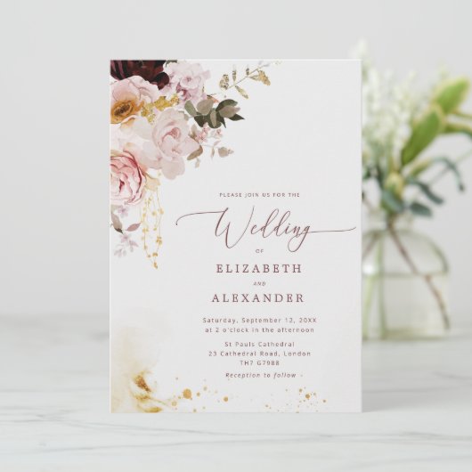 Invitation Boho automne mariage élégant (Debout devant)