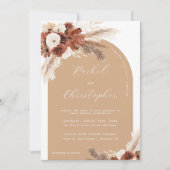 Invitation Boho Automne Mariage Pampas Arche en herbe Photo Q (Devant)
