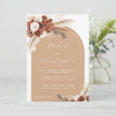Invitation Boho Automne Mariage Pampas Arche en herbe Photo Q (Debout devant)
