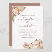 Invitation Boho Automne Mariage Pampas Grass Terracotta (Devant / Derrière)