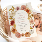 Invitation Boho Automne Mums et Baby shower Citrouille