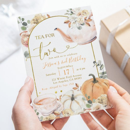 Invitation Boho automne Orange et thé Citrouille blanc pour d