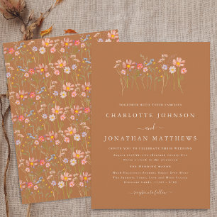 Invitation Boho Automne Prairie de Fleurs Sauvages Mariage Br