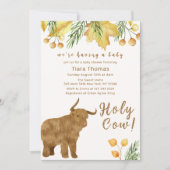 Invitation Boho Automne Saint-Vache Highland Cow Baby shower (Devant)