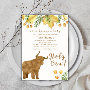 Invitation Boho Automne Saint-Vache Highland Cow Baby shower