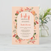 Invitation Boho automne terre cuite baby shower de script flo (Debout devant)