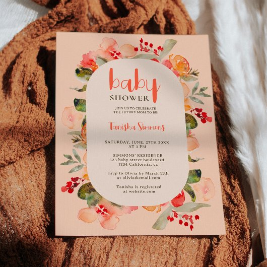 Invitation Boho automne terre cuite baby shower de script flo