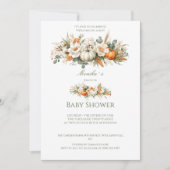 Invitation Boho Autumn Floral Arrangement Baby Shower (Devant)