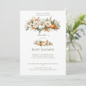 Invitation Boho Autumn Floral Arrangement Baby Shower (Debout devant)