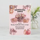 Invitation Boho aux couleurs chaudes Thanksgiving Dîner (Debout devant)