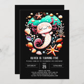 Invitation Boho Axolotl Enchanted Anniversaire (Devant / Derrière)