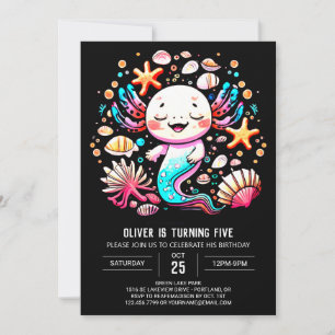 Invitation Boho Axolotl Fête d'anniversaire personnalisée