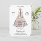 Invitation Boho Aztec Teepee Premier anniversaire (Debout devant)