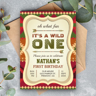 Invitation Boho Aztec Tribal Arrow Wild One Boys 1er annivers