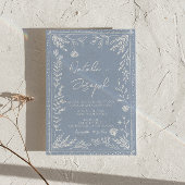 Invitation Boho Azure Blue Floral Botanical Modern Wedding