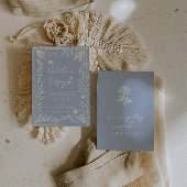 Invitation Boho Azure Blue Floral Botanical Modern Wedding