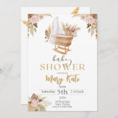 Invitation Boho Baby baby shower fille (Devant / Derrière)