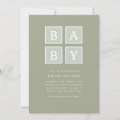 Invitation Boho Baby Blocks Muet Baby shower moderne | (Devant)