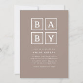 Invitation Boho Baby Blocks Neutral Baby shower moderne | (Devant)