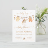 Invitation Boho Baby Boy Clothesline Baby shower (Debout devant)