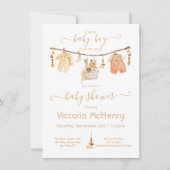 Invitation Boho Baby Boy Clothesline Baby shower (Devant)