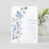 Invitation Boho Baby Boy in Bloom Blue Fleur sauvage Baby sho (Debout devant)