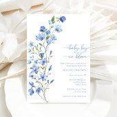 Invitation Boho Baby Boy in Bloom Blue Fleur sauvage Baby sho