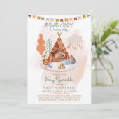 Invitation Boho Baby Boy Teepee and Toys Baby Sprinkel (Debout devant)