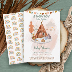 Invitation Boho Baby Boy Teepee and Toys Baby Sprinkel