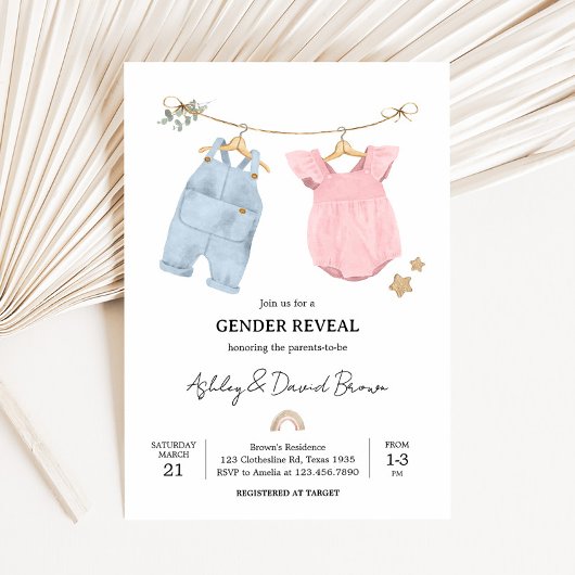 Invitation Boho Baby Clothes Gender Reveal