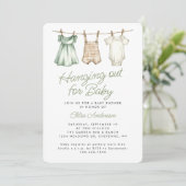 Invitation Boho Baby Clothesline Genre Baby shower neutre (Debout devant)