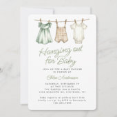 Invitation Boho Baby Clothesline Genre Baby shower neutre (Devant)
