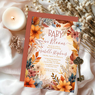 Invitation Boho Baby en Fleur Cadre Floral d'Automne Baby Sho