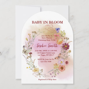Invitation Boho Baby en fleur Fleur sauvage Aquarelle