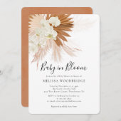 Invitation Boho Baby en Fleur Pampas Douche Florale (Devant / Derrière)